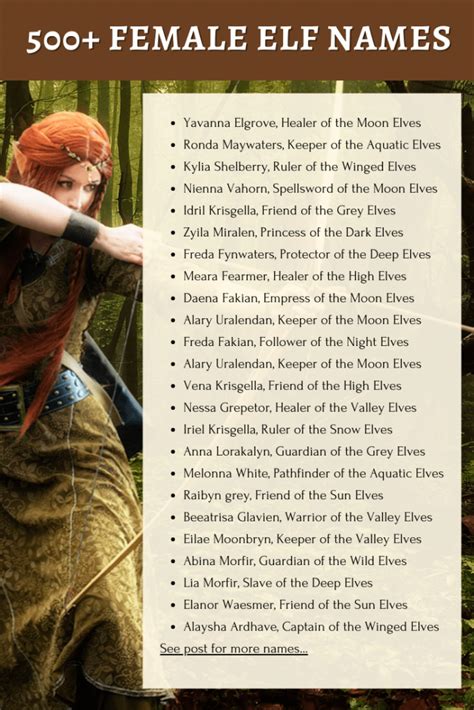 female elf archer names|female wood elf archer.